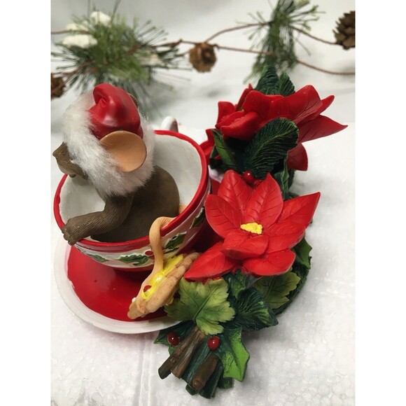 Vtg Charming Tails Oh Christmas Tea Oh Christmas Tea Fitz & Floyd Tea Cup Mouse - Picture 4 of 13